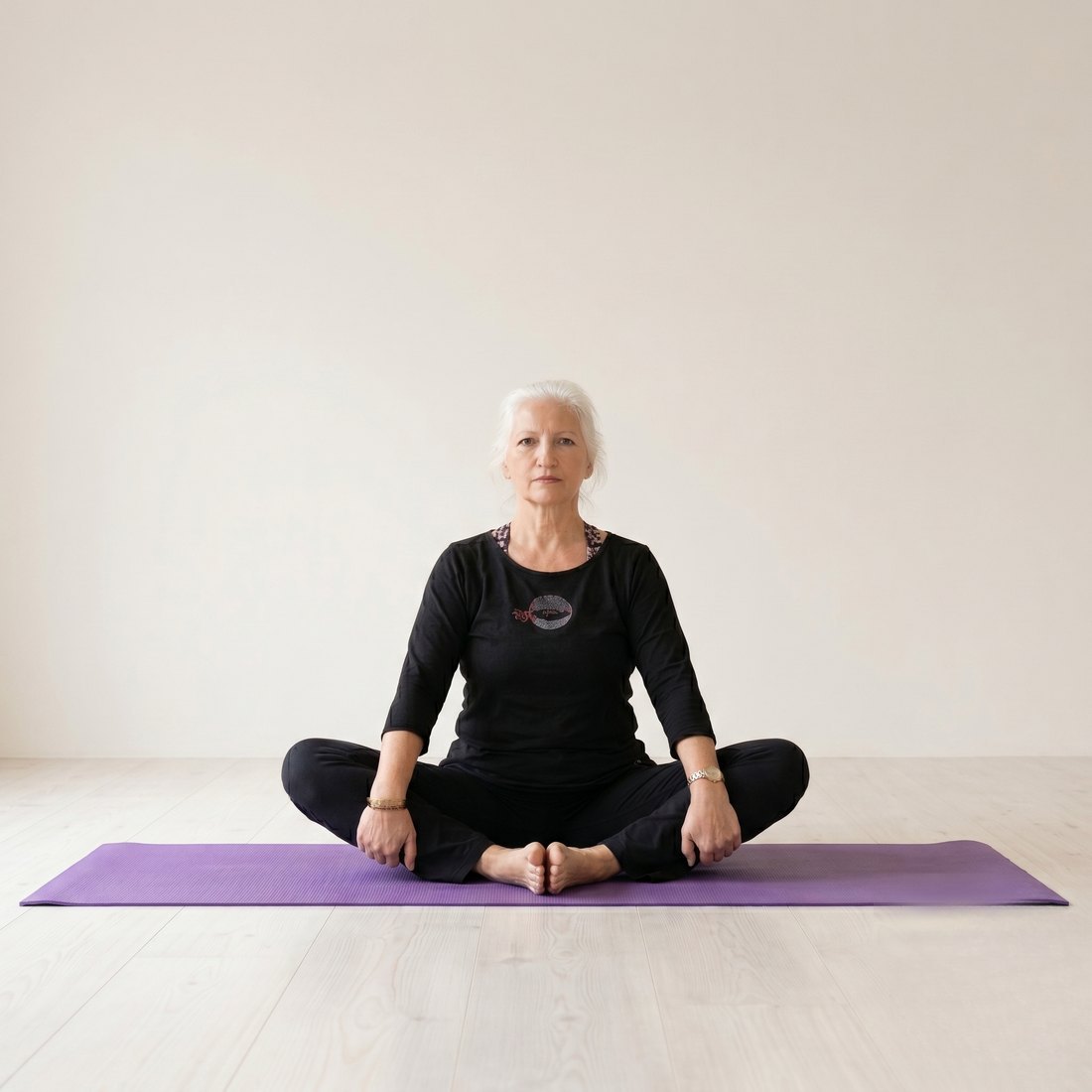 Michelle demonstrating Bound Angle Pose
