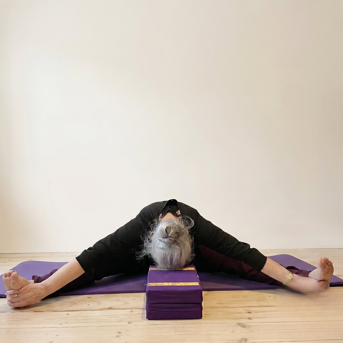 Michelle demonstrating Seated Forward Bend